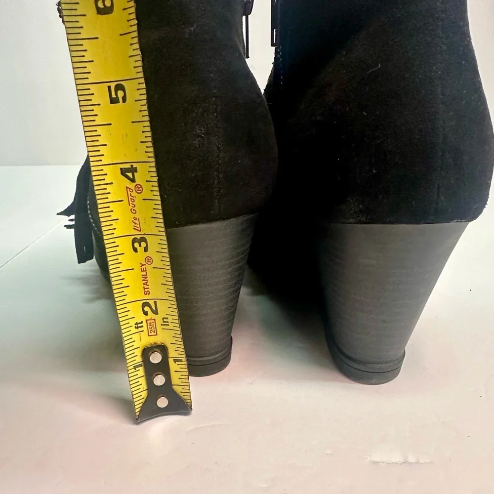 Pierre Dumas Black Fringe Ankle Booties size 10